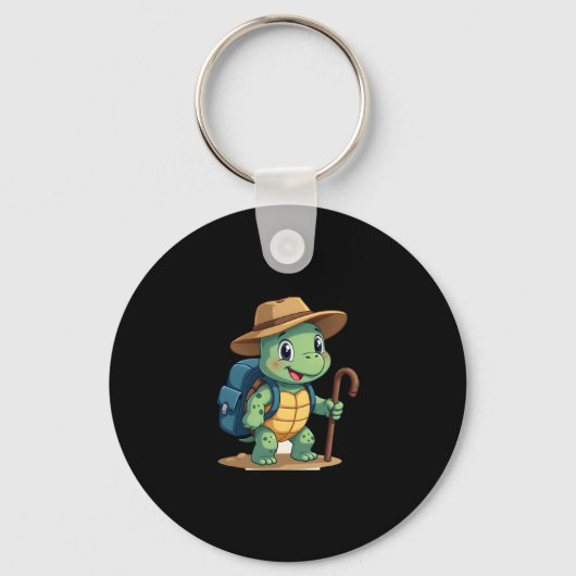 Funny Turtle Hiking Graphic Camping Lover Adventur Sleutelhanger (Voorkant)