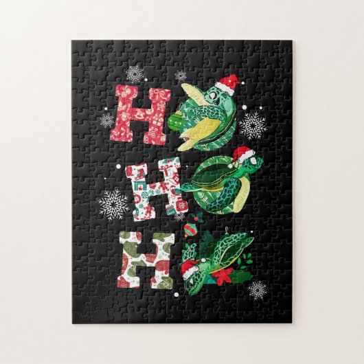 Funny Turtle-kerstkleppen Legpuzzel (Verticaal)