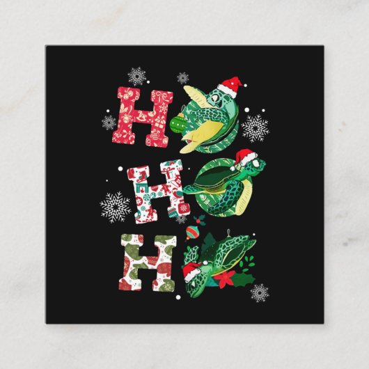 Funny Turtle-kerstkleppen Vierkante Visitekaartje (Voorkant)