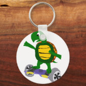 Funny Turtle on Hoverboard Original Art Sleutelhanger (Voorkant)