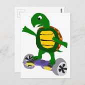 Funny Turtle on Hoverboard Originele Kunst Briefkaart (Voorkant / Achterkant)
