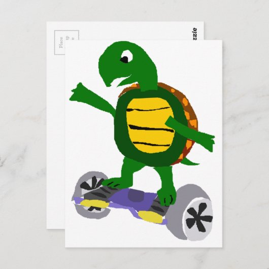 Funny Turtle on Hoverboard Originele Kunst Briefkaart (Voorkant / Achterkant)