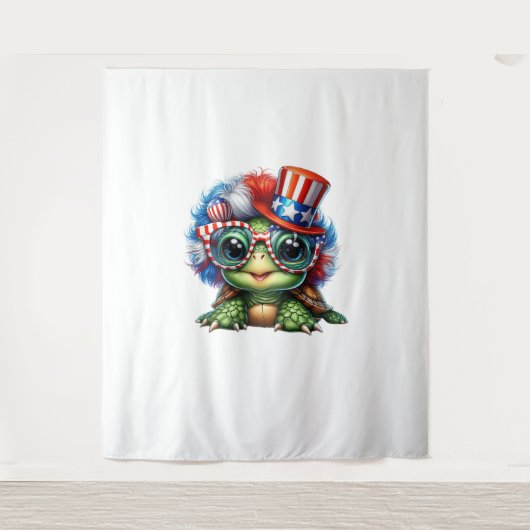 Funny Turtle Patriotic USA Vlag Zonnebril Wandkleed (Voorkant)
