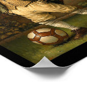 Funny Turtle Playing Soccer Graphic Weird Turtle  Poster (Hoek)