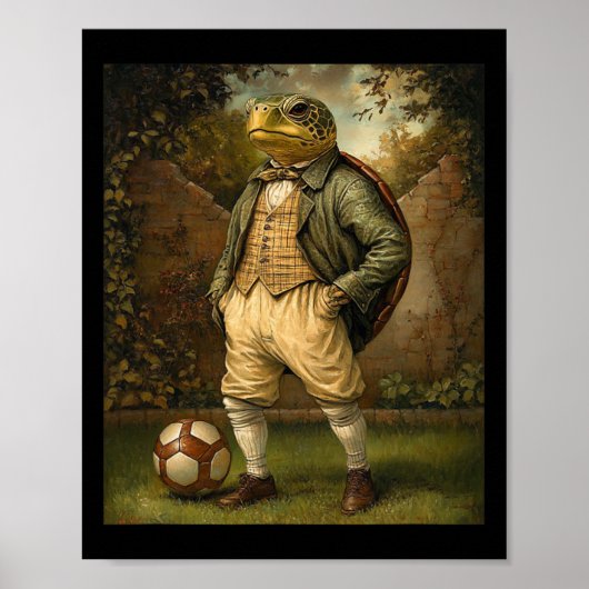 Funny Turtle Playing Soccer Graphic Weird Turtle  Poster (Voorkant)