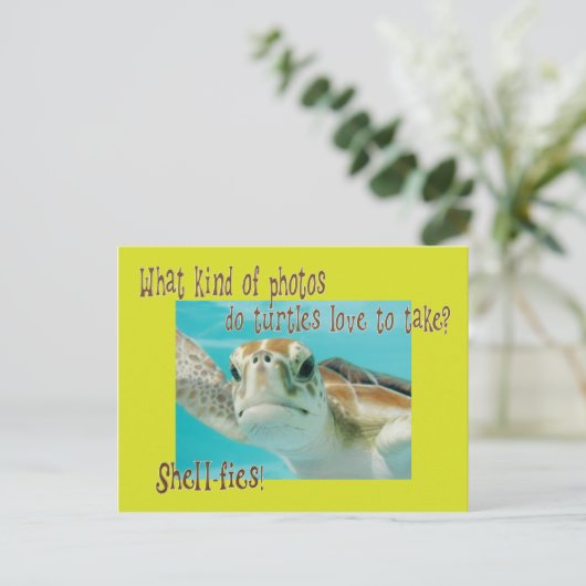 Funny turtle riddle voor kinderen briefkaart (Staand voorkant)