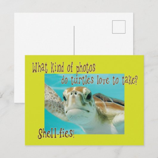 Funny turtle riddle voor kinderen briefkaart (Voorkant / Achterkant)