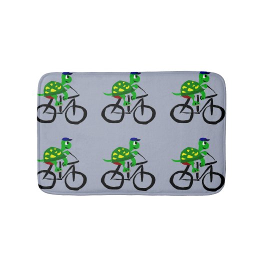 Funny Turtle Riding Bicycle Badmat (Voorkant)