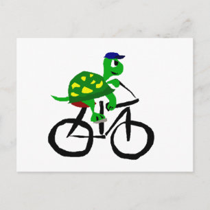 Funny Turtle Riding Bicycle Briefkaart