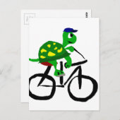 Funny Turtle Riding Bicycle Briefkaart (Voorkant / Achterkant)