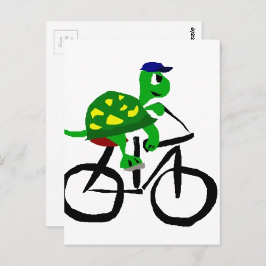 Funny Turtle Riding Bicycle Briefkaart (Voorkant / Achterkant)