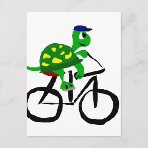 Funny Turtle Riding Bicycle Briefkaart