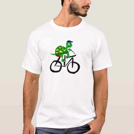 Funny Turtle Riding Bicycle T-shirt (Voorkant)