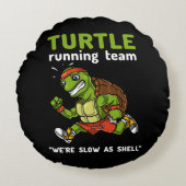 Funny Turtle Running Team Cardio Workout Rond Kussen (Voorkant)