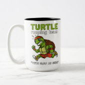 Funny Turtle Running Team Cardio Workout Tweekleurige Koffiemok (Links)