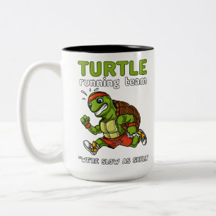 Funny Turtle Running Team Cardio Workout Tweekleurige Koffiemok