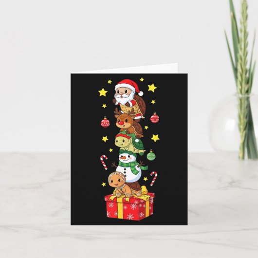Funny Turtle Santa Elf Snowman Christmas Boys Girl Kaart (Voorkant)