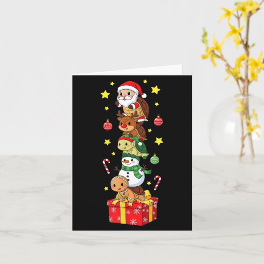 Funny Turtle Santa Elf Snowman Christmas Boys Girl Kaart (Gele Bloem)