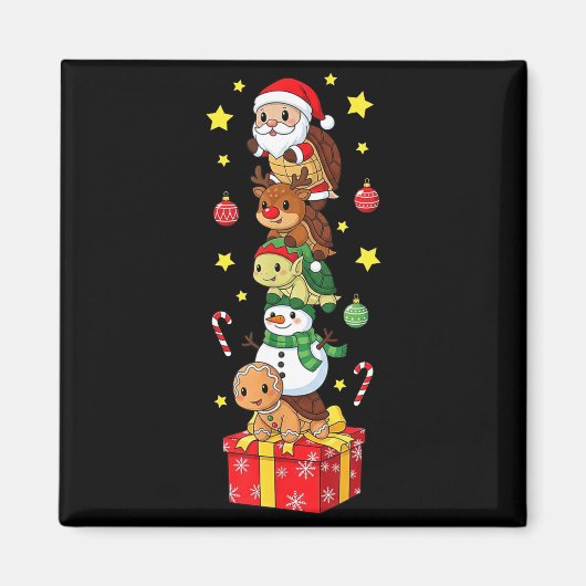 Funny Turtle Santa Elf Snowman Christmas Boys Girl Magneet (Voorkant)