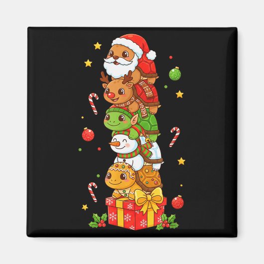 Funny Turtle Santa Elf Snowman Christmas Womens Me Magneet (Voorkant)