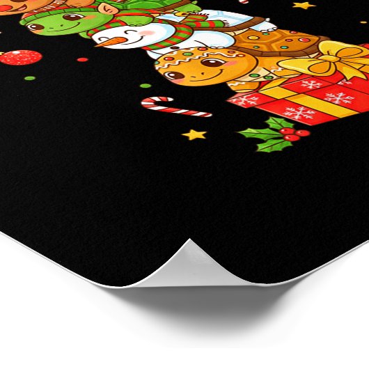 Funny Turtle Santa Elf Snowman Christmas Womens Me Poster (Hoek)