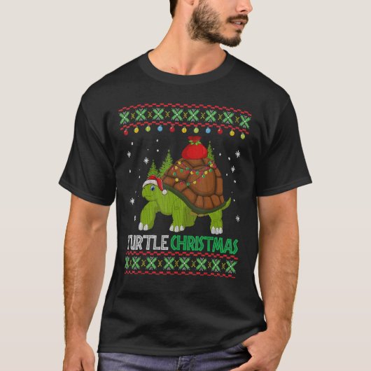 Funny Turtle Santa Ugly met Kerstmis T-shirt (Voorkant)