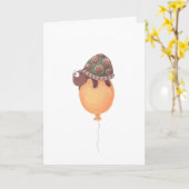 funny turtle sitting on yellow balloon kaart (Gele Bloem)
