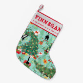 Funny Tuxedo Cat and Kerstmis Custom Kleine Kerstsok (Voorkant (Hangend))