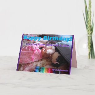 Funny Tuxedo Cat Inner Child Happy Birthday Card Kaart