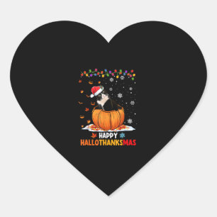 Funny Tuxedo Cat op Pumpkin Happy Hanksmas Hart Sticker