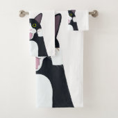Funny tuxedo cat pun cartoon bad handdoek (Insitu)
