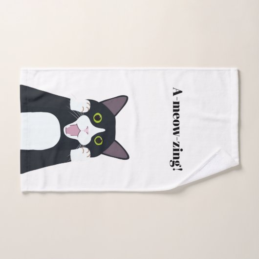 Funny tuxedo cat pun cartoon bad handdoek (Handdoek)