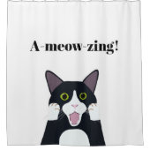 Funny tuxedo cat pun cartoon douchegordijn (Voorkant)