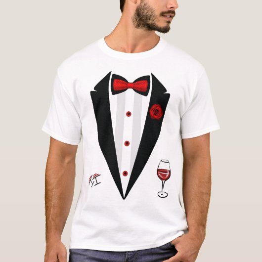 Funny Tuxedo Costume Valentijnsdag Formele Tux T-shirt (Voorkant)