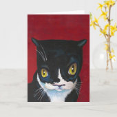 Funny Tuxedo Kat Kaart (Gele Bloem)
