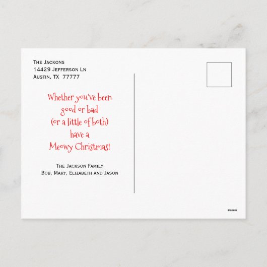 Funny Tuxedo Kat Kerst Briefkaart (Achterkant)