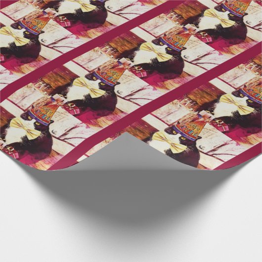 Funny tuxedo kattenpakpapier voor geboortedatum cadeaupapier (Hoek)