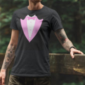 Funny Tuxedo Vest Formele Roze Stropdas T-shirt