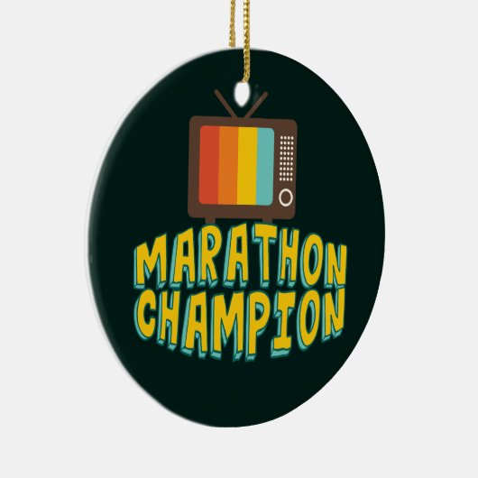 Funny TV Marathon Champion Keramisch Ornament (Rechts)