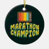 Funny TV Marathon Champion Keramisch Ornament (Voorkant)