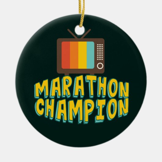 Funny TV Marathon Champion Keramisch Ornament (Voorkant)