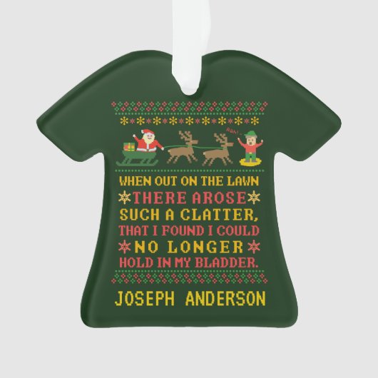 Funny Twas de nacht voor Kerstmis gepersonaliseerd Ornament (voorkant)