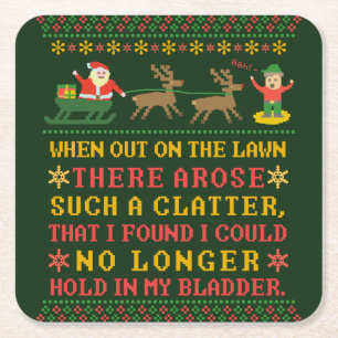 Funny Twas's nacht voor Kerstmis. Kartonnen Onderzetters