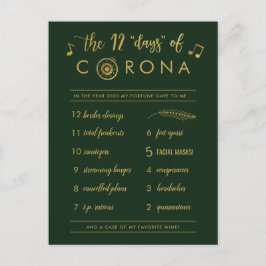 Funny Twelve Days of Corona | Gold Kerstgroen Feestdagenkaart