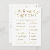 Funny Twelve Days of Corona | Goud kerstwit Feestdagenkaart (Voorkant / Achterkant)