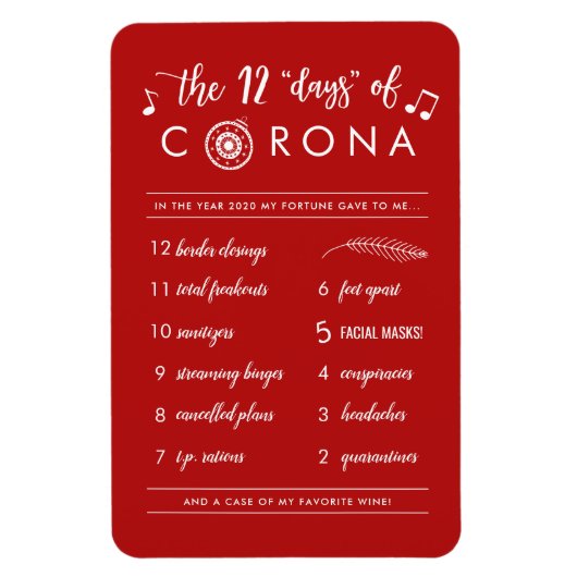 Funny Twelve Days of Corona | Kerstfeestdag Magneet (Verticaal)