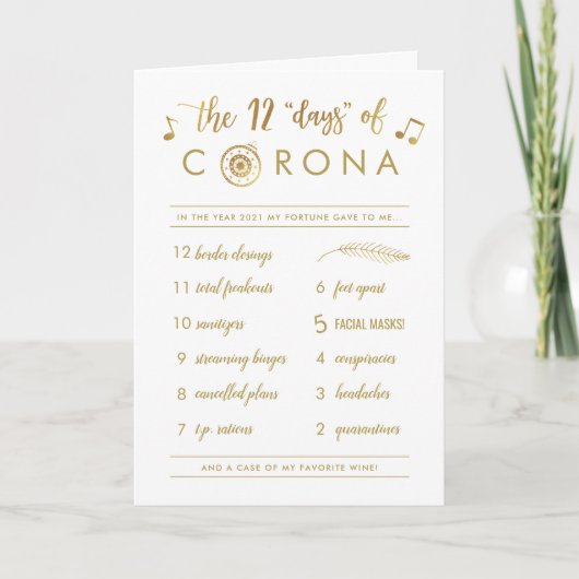 Funny Twelve Days of Corona Kerstmis White Feestdagen Kaart (Voorkant)