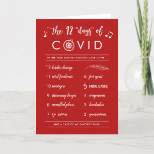 Funny Twelve Days of Covid Modern Red Feestdagen Kaart