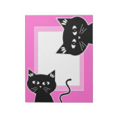 Funny Two Black Cats Hot Pink Notitieblok (Linkerzijde)