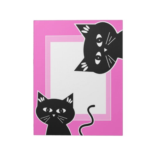 Funny Two Black Cats Hot Pink Notitieblok (Linkerzijde)